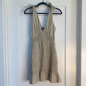 4SI3NNA Tan Mini Dress with Bow Tie Straps Size M